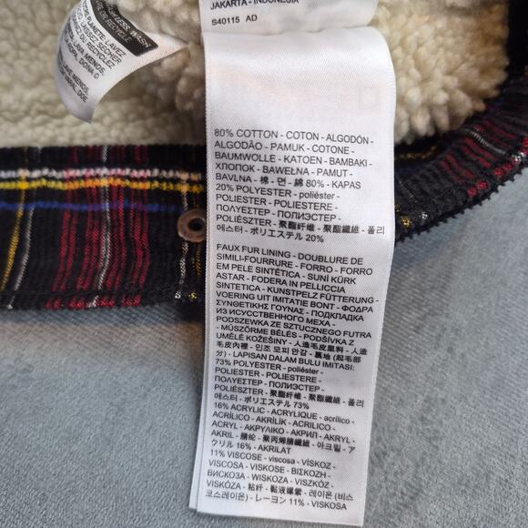 Levi’s Woman's Cropped Red Plaid Corduroy Trucker Jacket Sz M Sherpa Lined - Picture 8 of 9